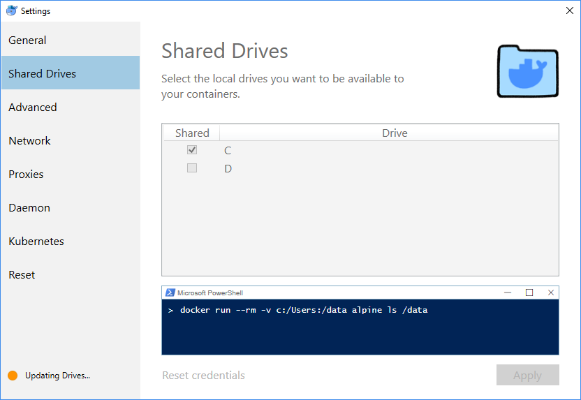 Docker Desktop: Share C: Drive