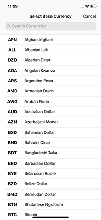 Select Base Currency