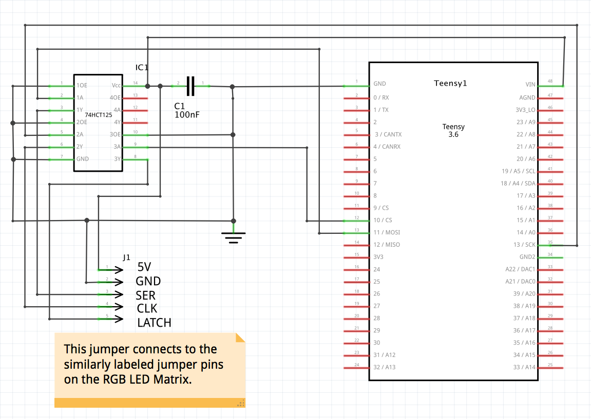 Teensy 3.6 Circuit to Drive RGB LED Matrix