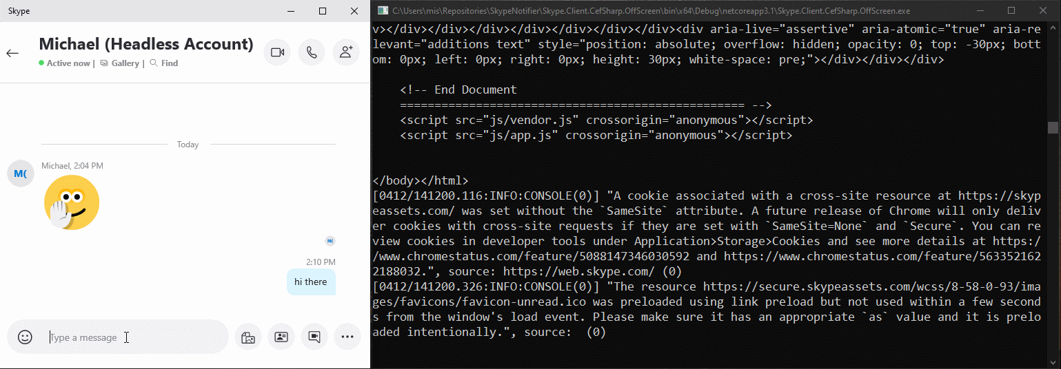 Communicating with Skype running in console