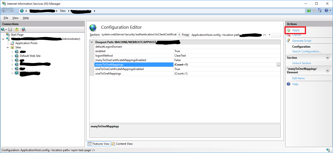 Configuration Editor Mapping Apply