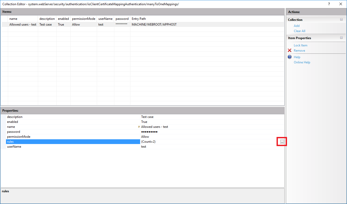 Configuration Editor Mapping ManyToOne Add Rules