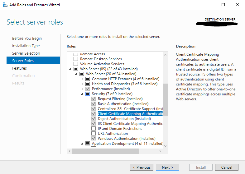 Enable Client Certificate Mapping Authentication