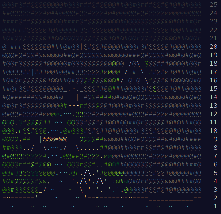 An ASCII art calendar image displaying day completion