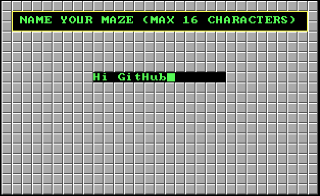 NAME YOUR MAZE (MAX 16 Characters) - Input field: "Hi Github"