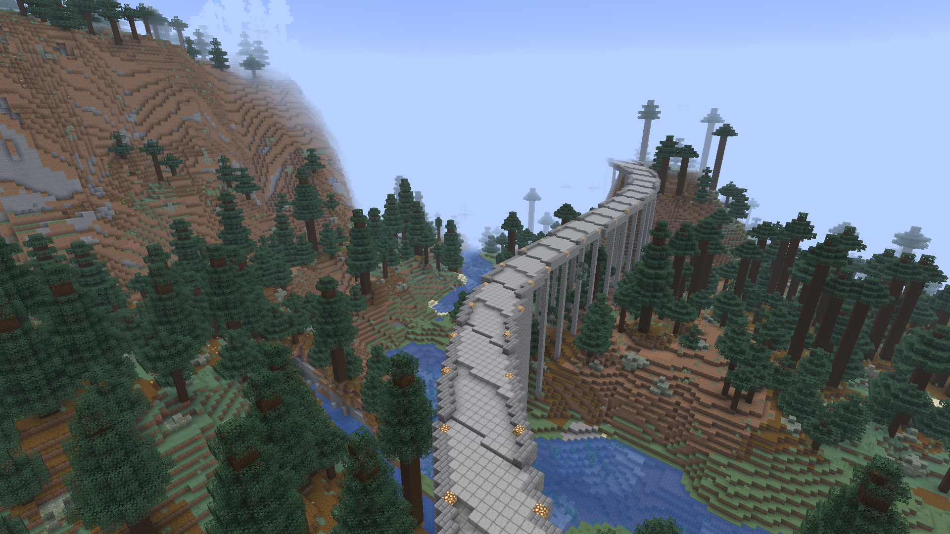 A generated cycling track bridging a river valley