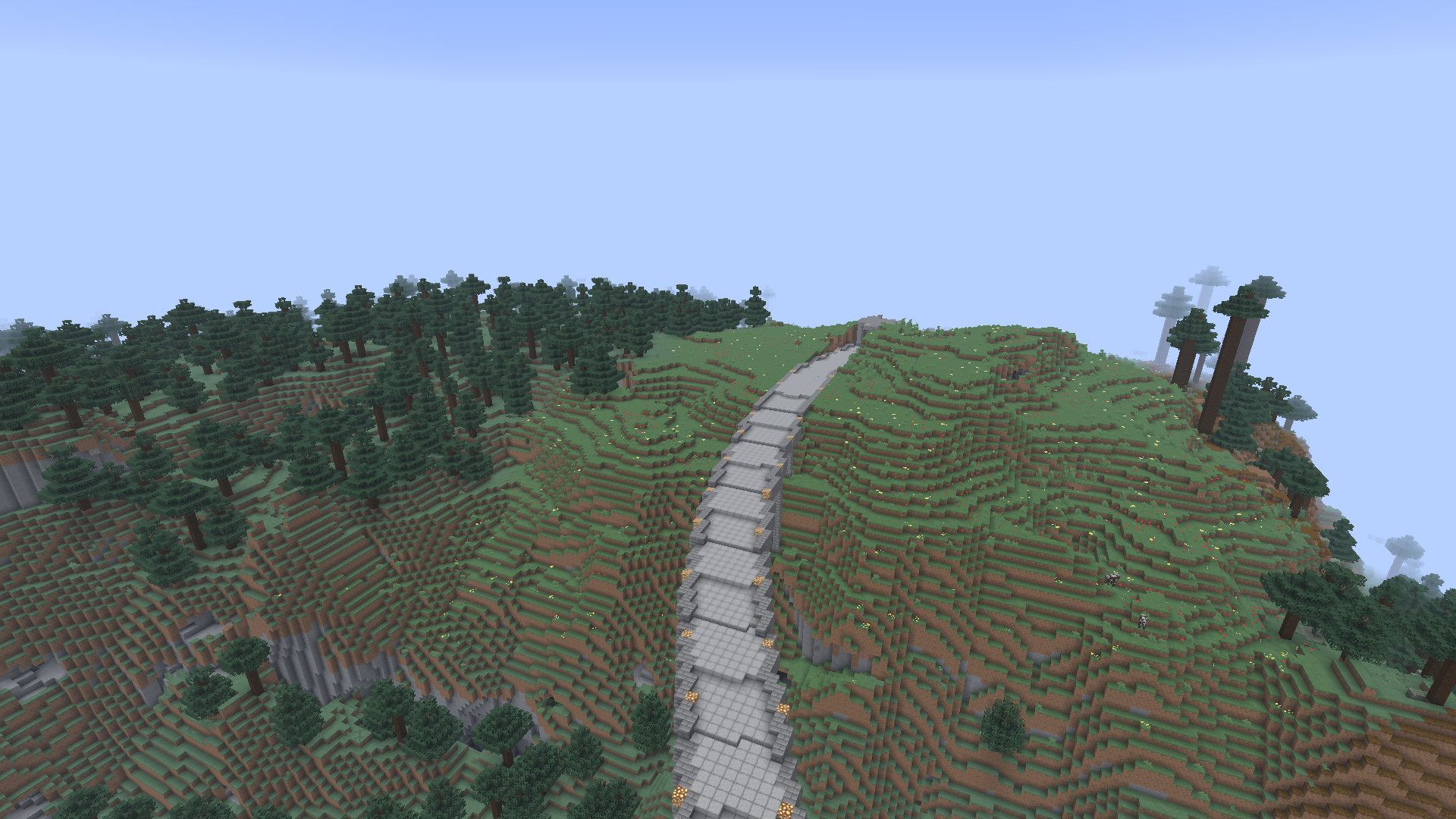 A generated cycling track crossing a hill