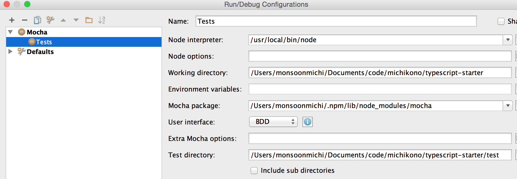 Mocha Runner setup