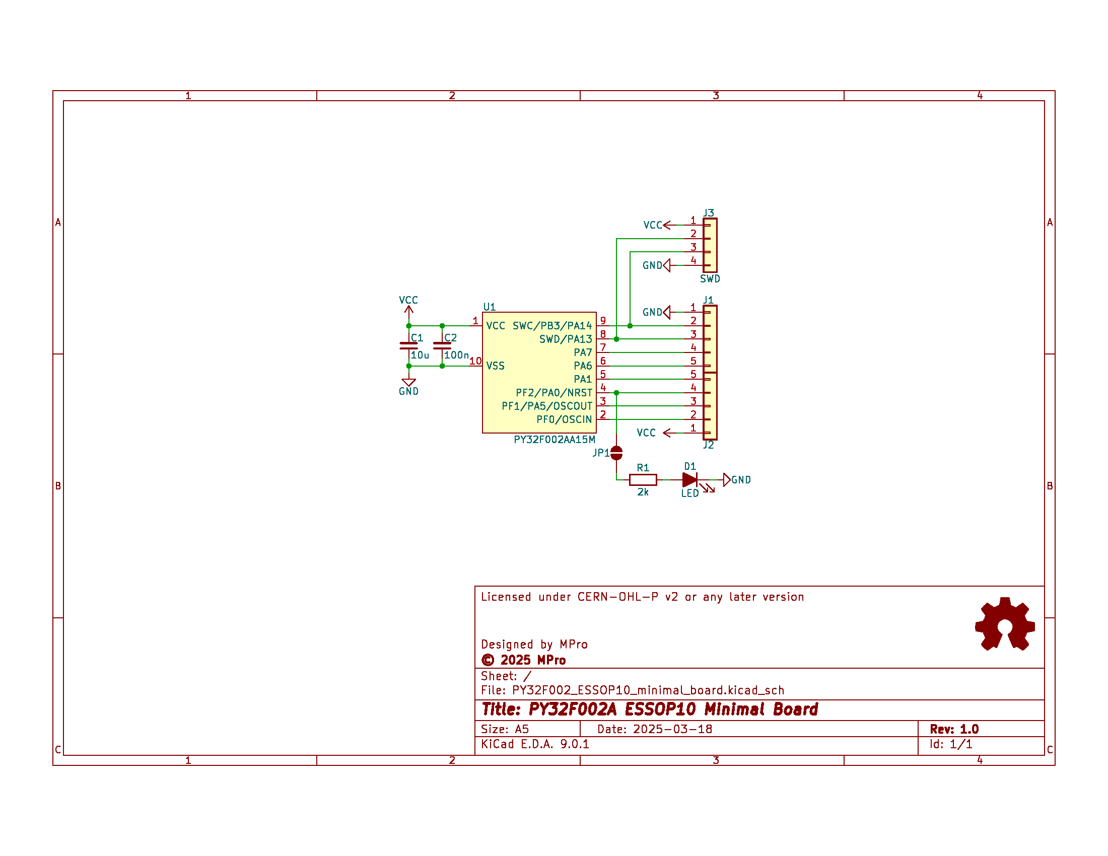 PY32F002 ESSOP10 minimal board, from the project README