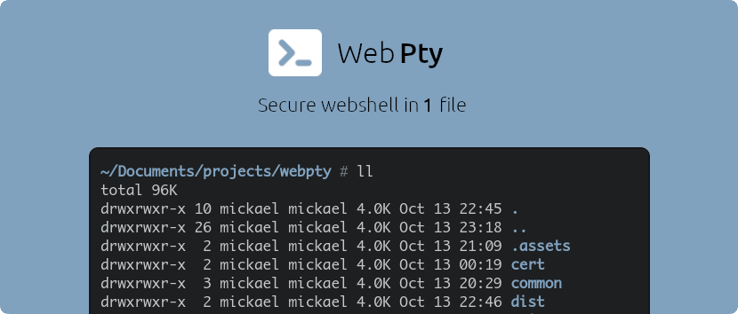 WebPty - open source web shell from 1 binary