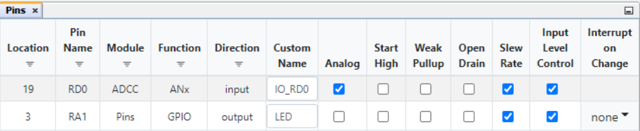 Pins Settings