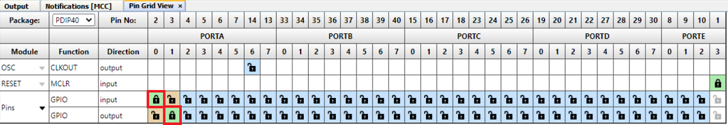 Interrupt on Change Pin Grid View