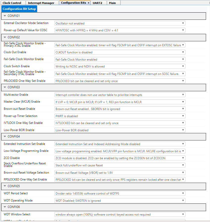 Config Bit Settings