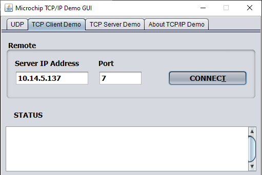 tcpServerDemoGUI Connect