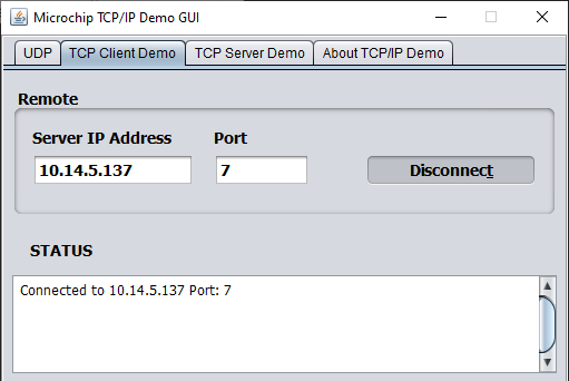 tcpServerDemoGUI Connected