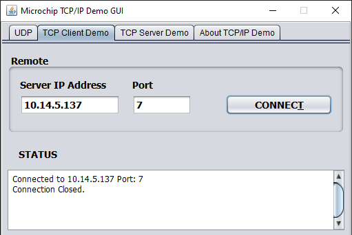 tcp Demo GUI Server Disconnected