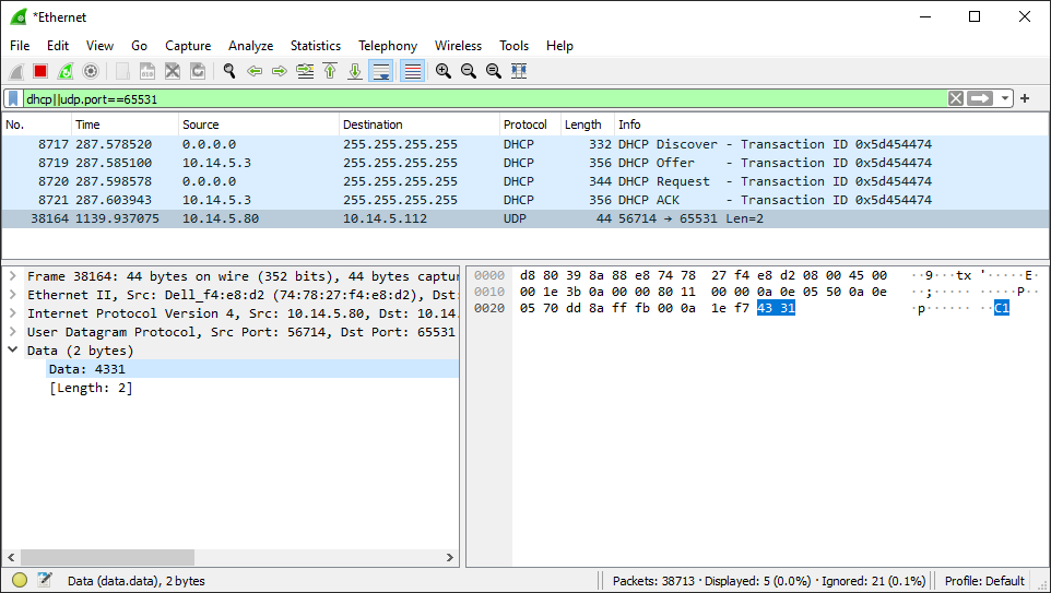 udpWireshark-LED_Packet