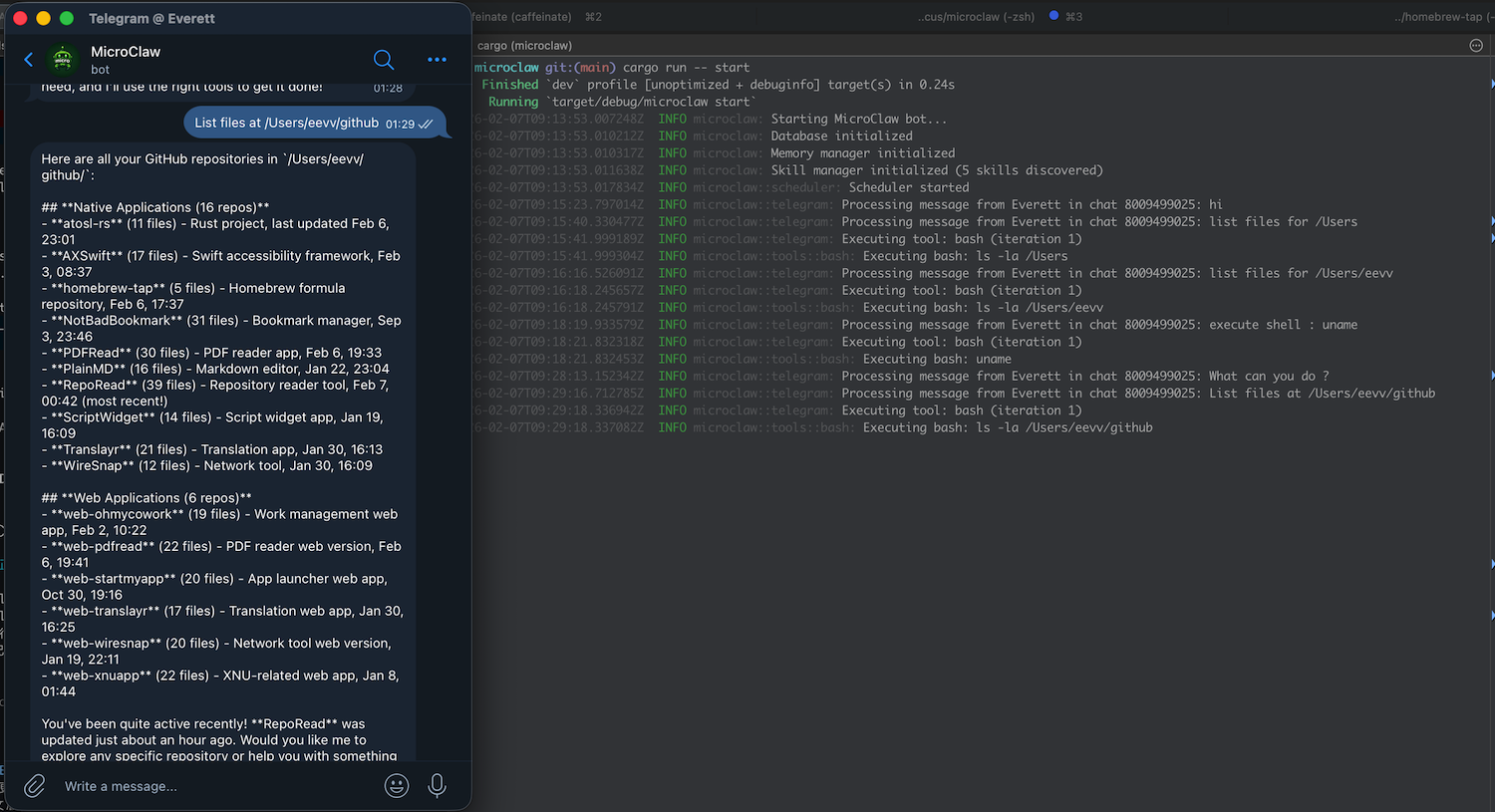 MicroClaw management view