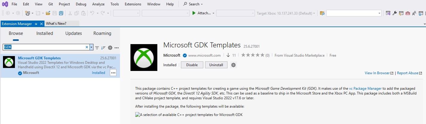 VS Extension Manager