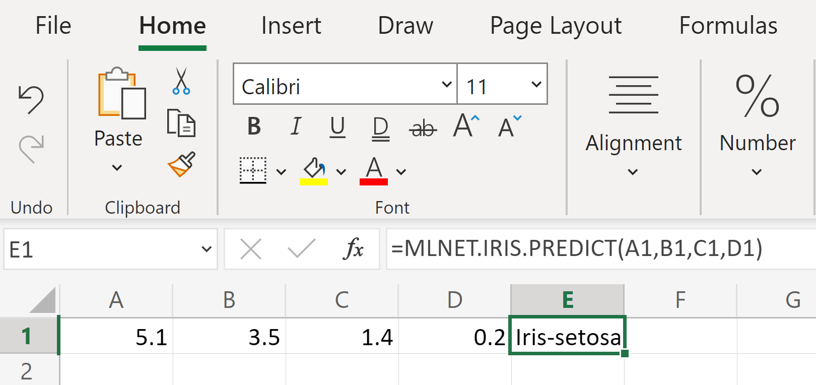 Prediction made by custom function add-in