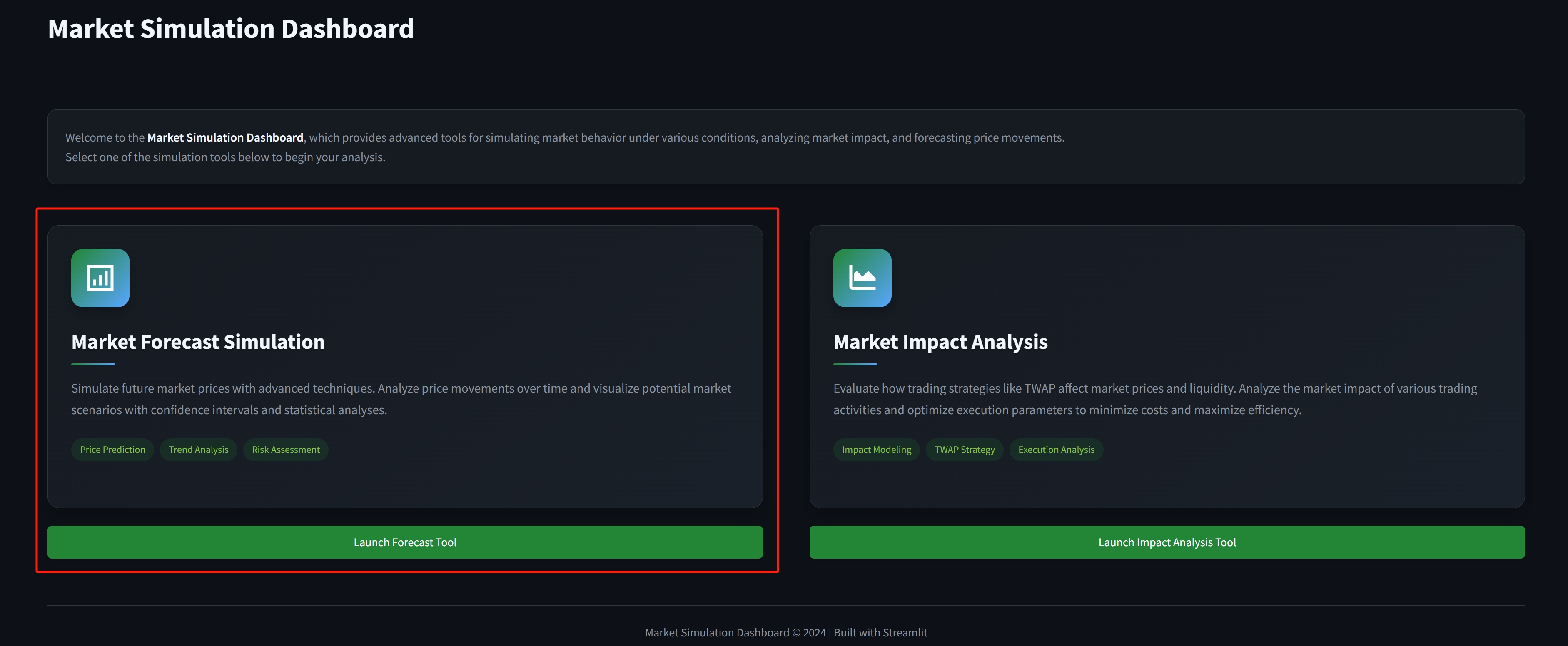 Market Forecast Dashboard