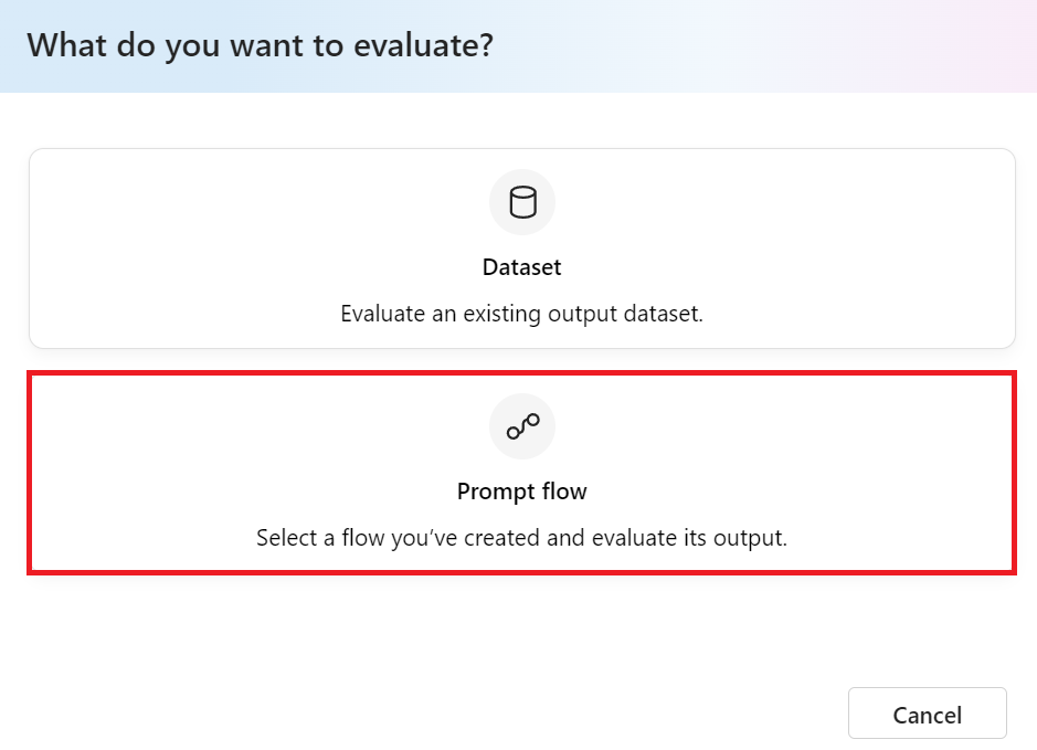 Select Prompt flow evaluation.