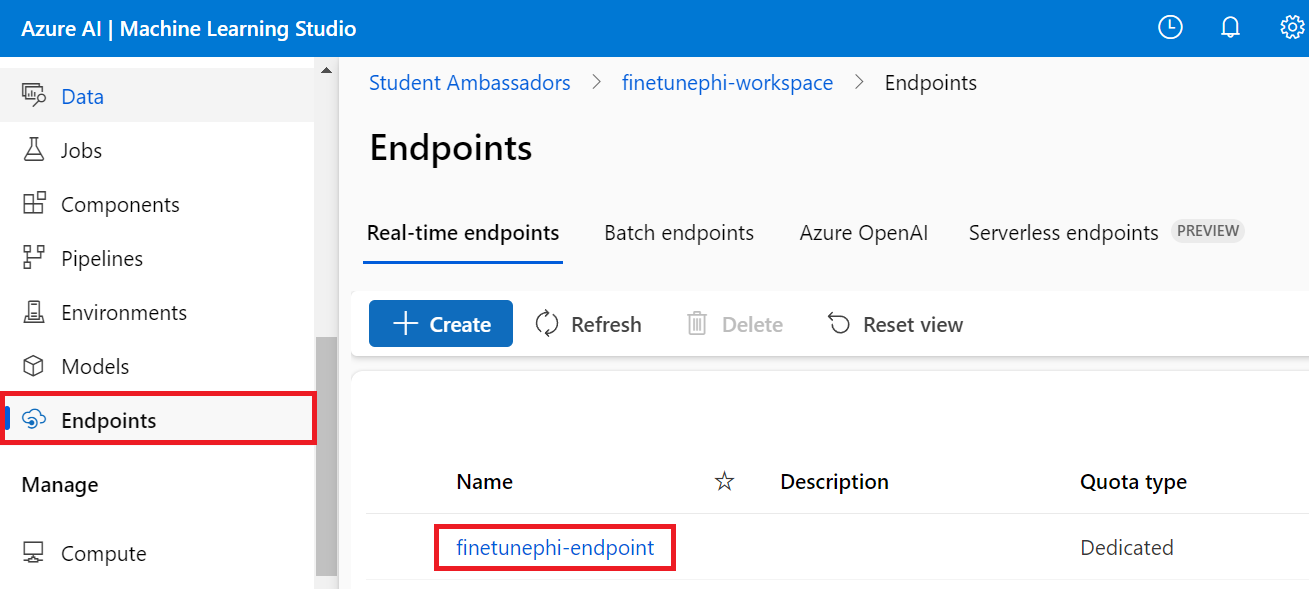 Select endpoints.