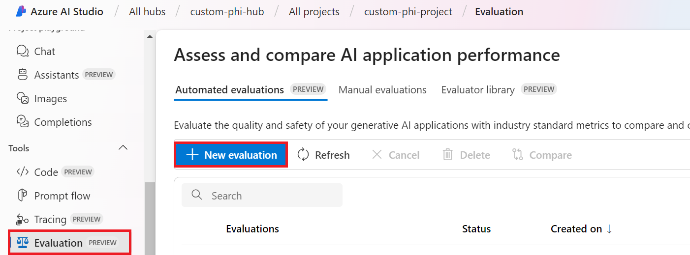 Select evaluation.