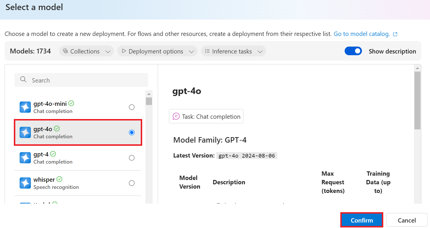 Select Azure OpenAI model you'd like to use.