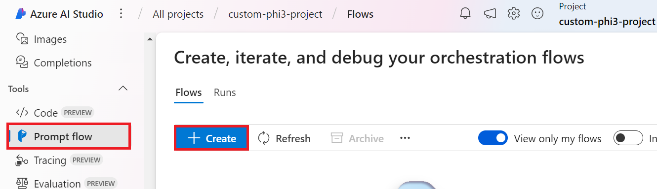 Select Promptflow.