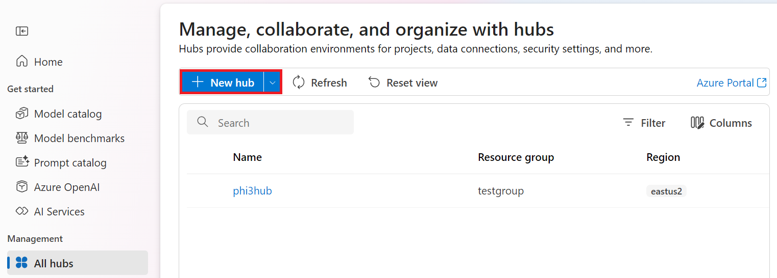 Create hub.