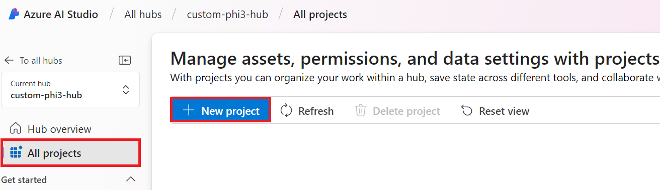 Select new project.