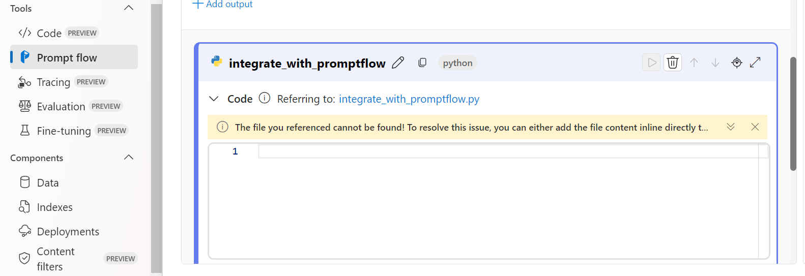 Paste prompt flow code.