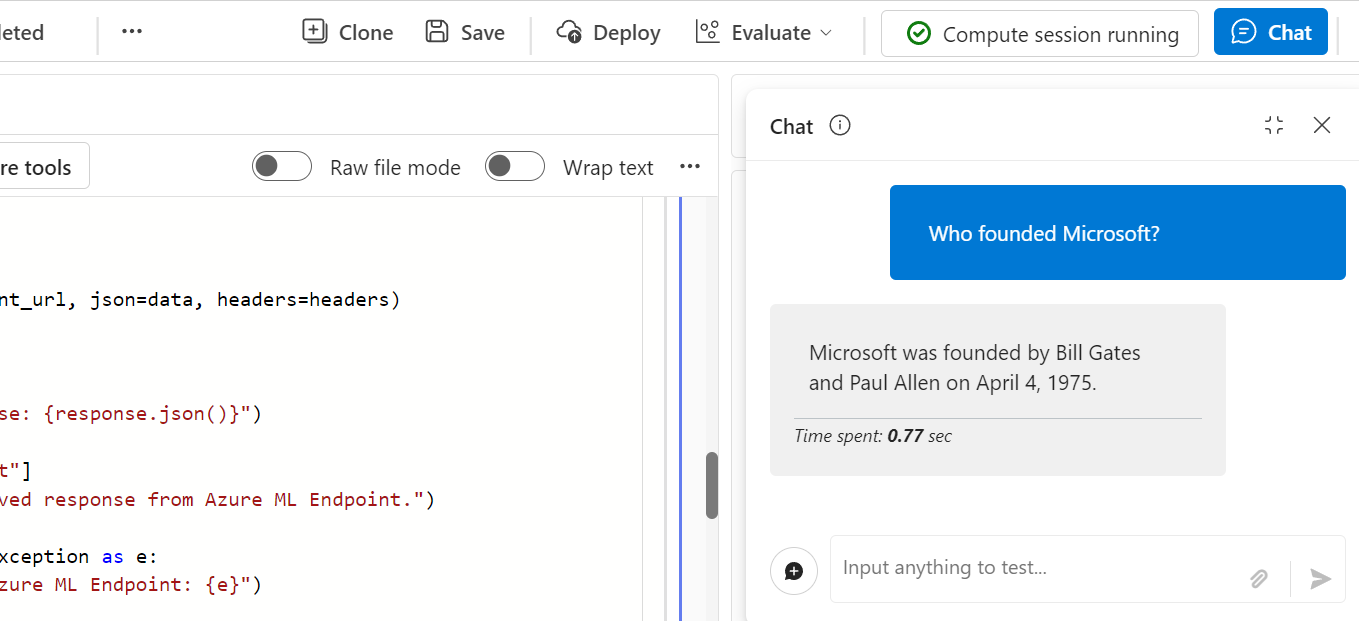 Chat with prompt flow.