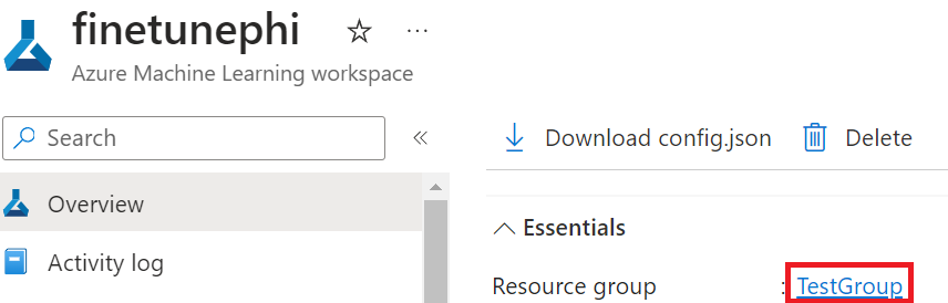 Find resource group name.