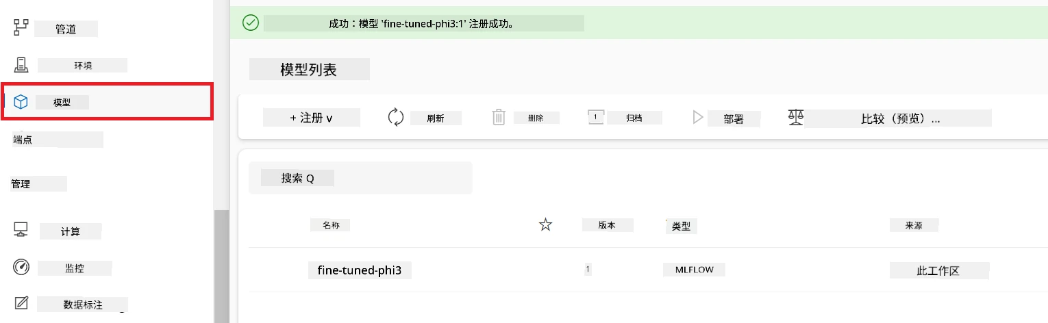 已注册的模型。