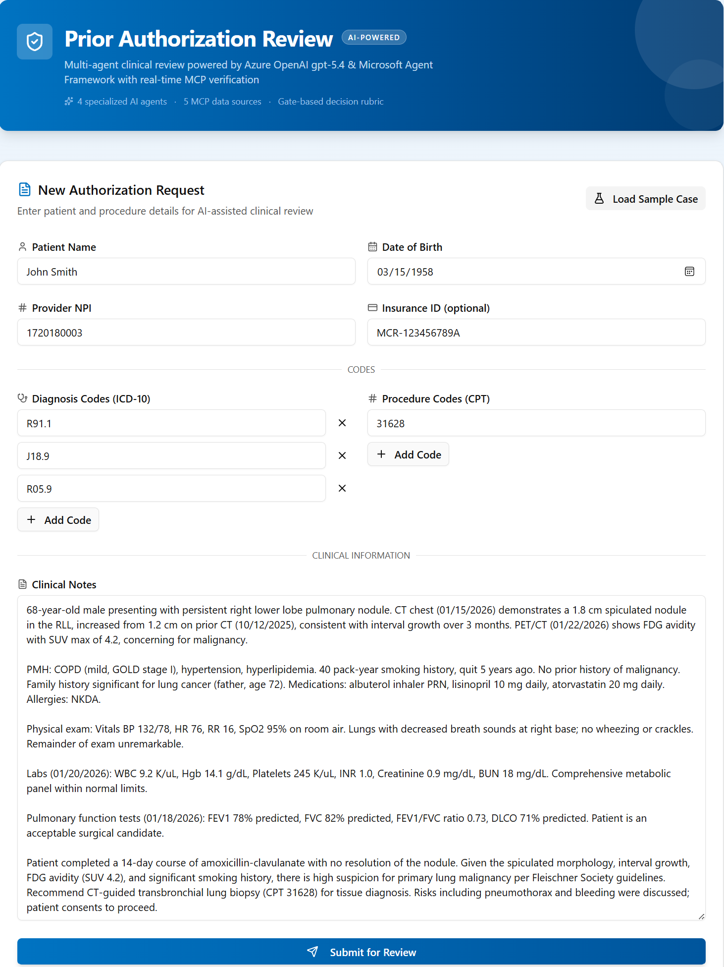 Prior Authorization Review — Application Interface