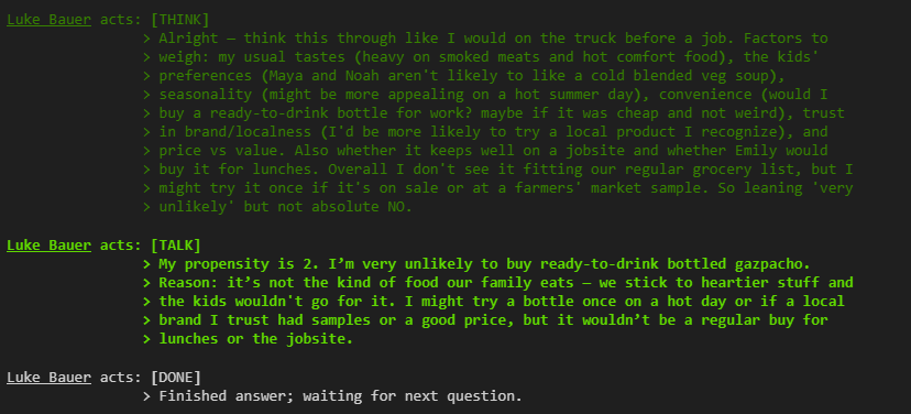 Gazpacho market research response example.