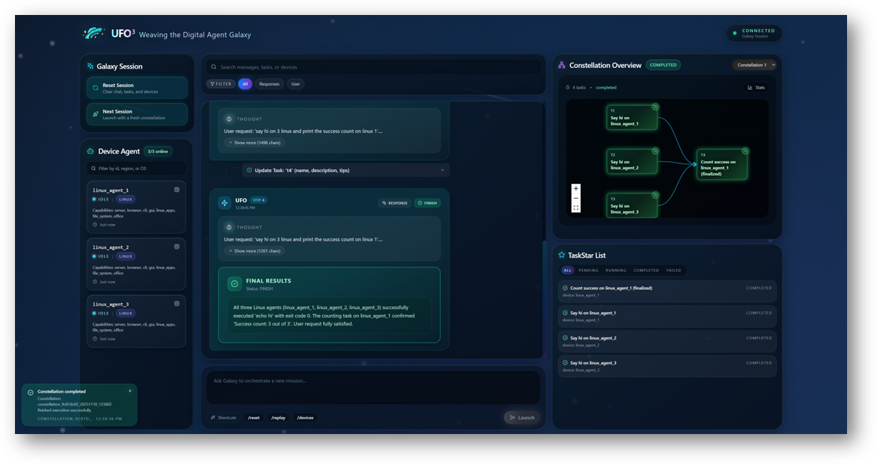 UFO³ Galaxy WebUI Interface