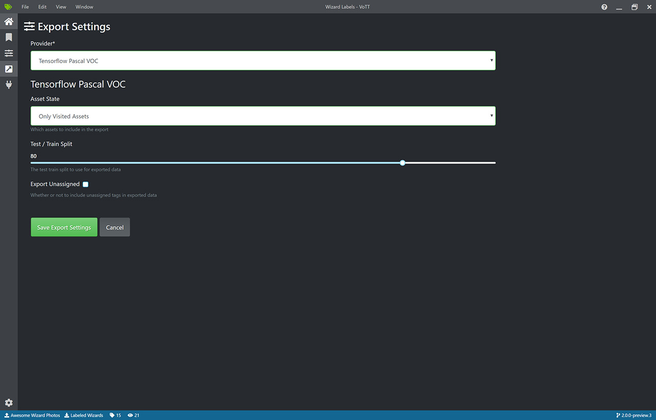 Export Labels alt text