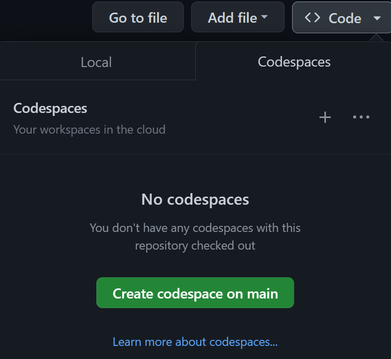 Create codespace