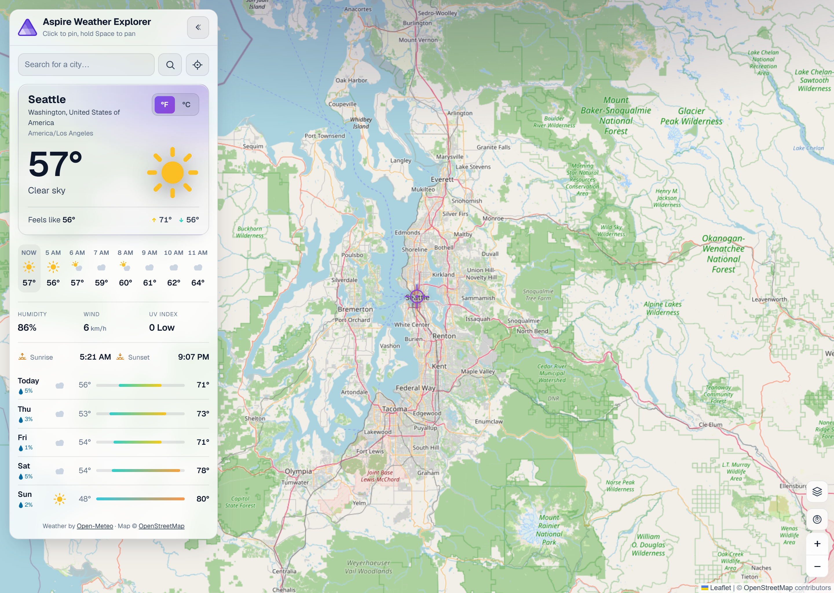Weather explorer, light theme