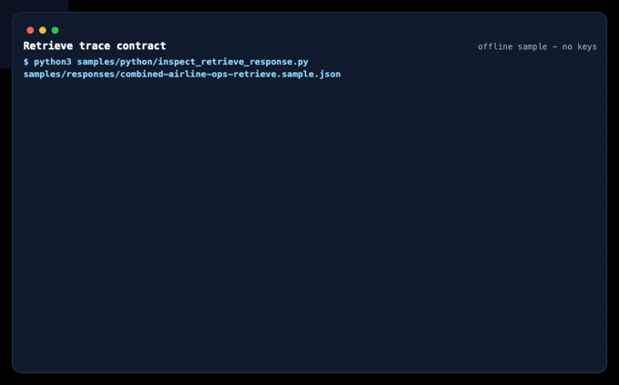 Retrieve trace contract