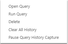 Query History action menu