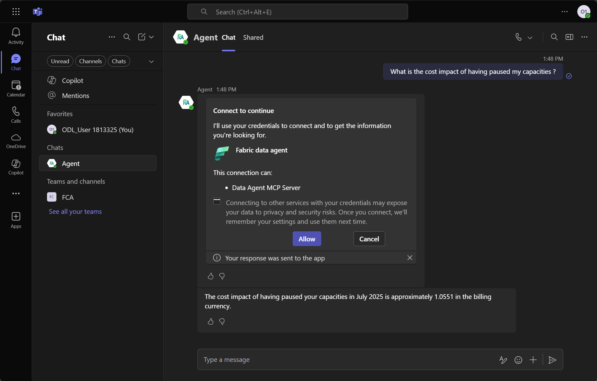 FCA Data Agent from Teams