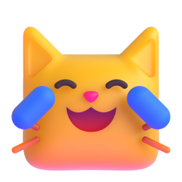Cat with Tears of Joy emoji on Microsoft
