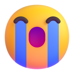 Loudly Crying Face emoji on Microsoft