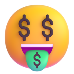 Money-Mouth Face emoji on Microsoft