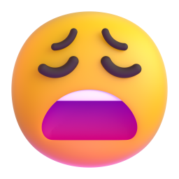 Weary Face emoji on Microsoft