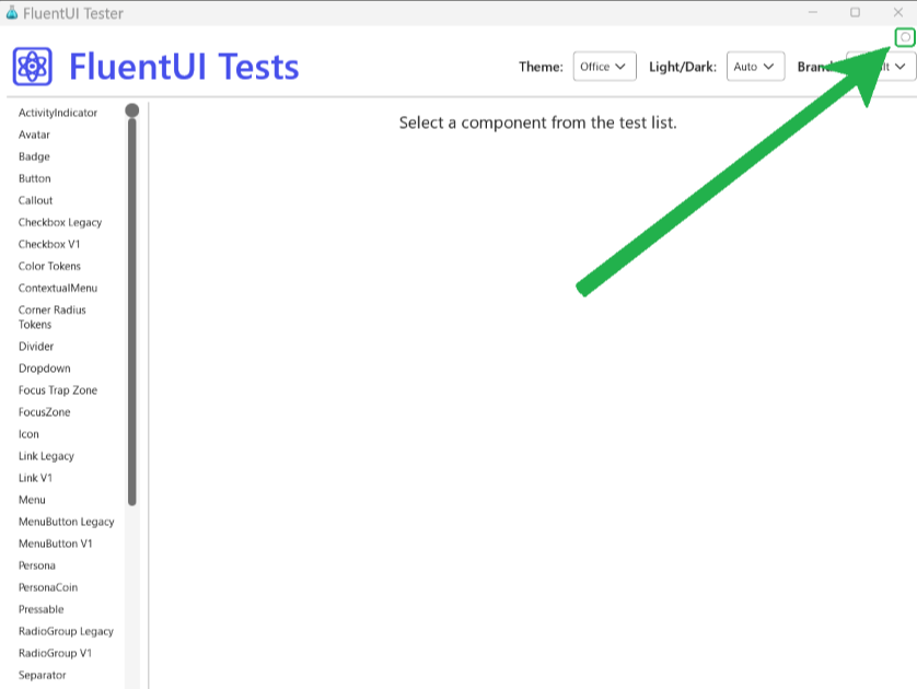 Image of Fluent Tester debug menu location